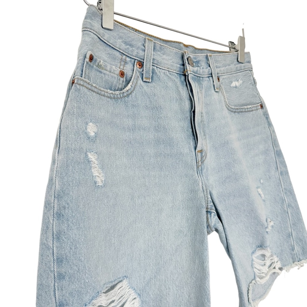Levi's Light Blue Distressed Women Shorts - Picture 3 of 13